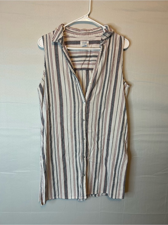 Sigrid Olsen Tops - Sigred Olsen Women’s Size Large Sleeved tunic Length Blouse Striped Cotton 76